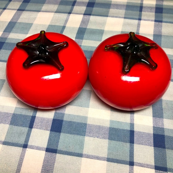 Glass Red Tomatoes lot of 2 - Picture 1 of 6